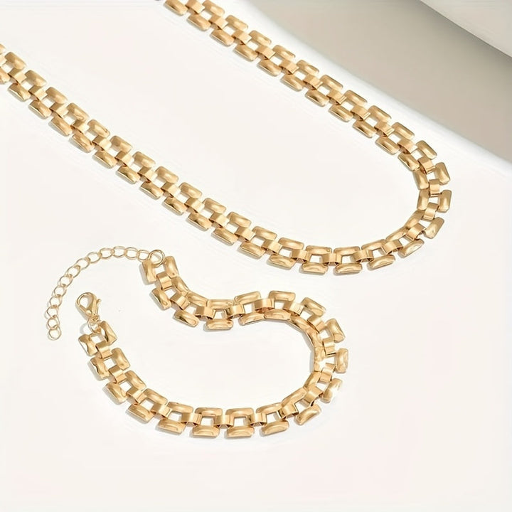 Square Buckle Necklace & Bracelet Set