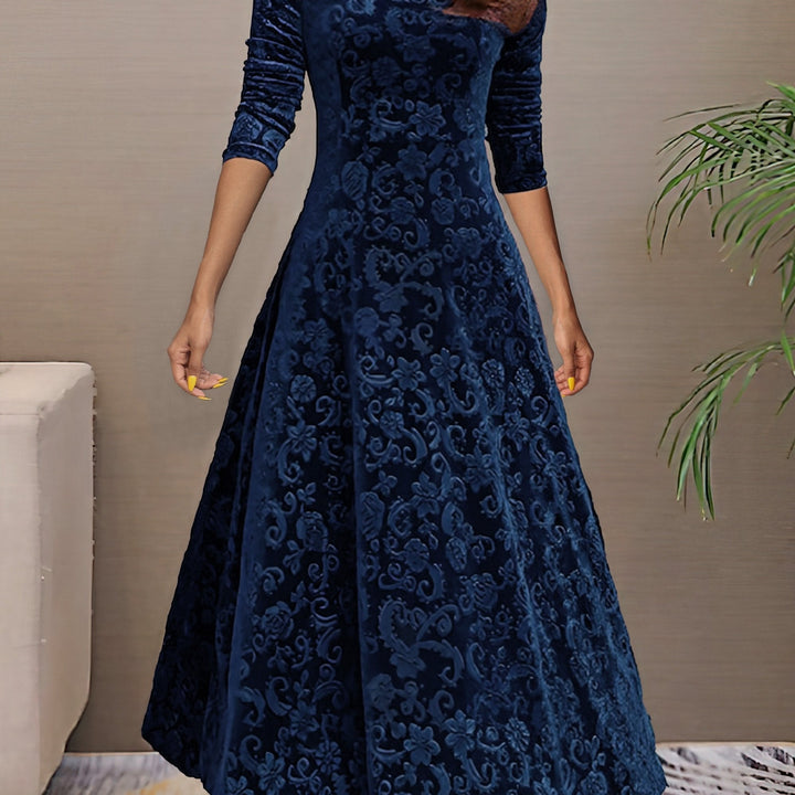 Denise™ | Elegant Long Sleeve Velvet Midi Dress