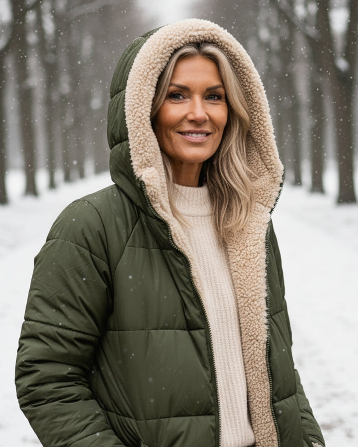 Eleanor Reversible Sherpa Coat — Warmth for Canadian Winters