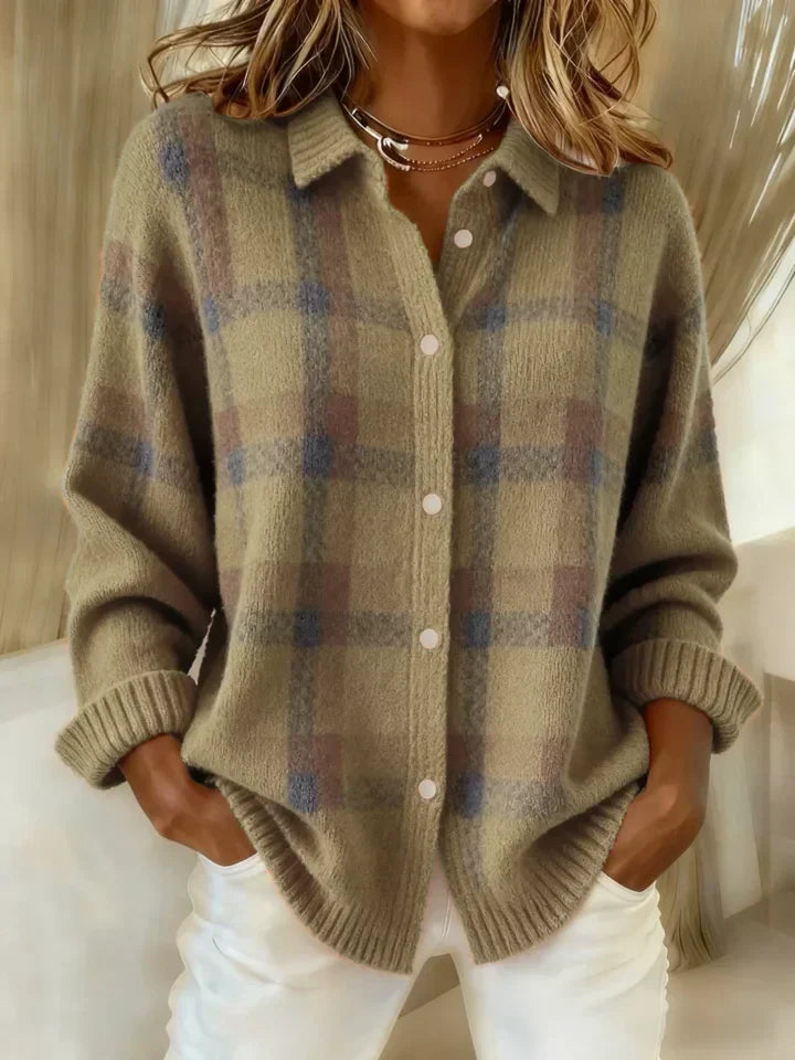 Marcolline | Retro Plaid Sweater with Casual Contrast
