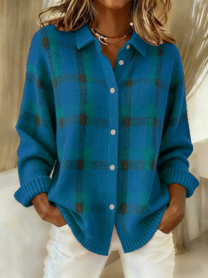 Marcolline | Retro Plaid Sweater with Casual Contrast