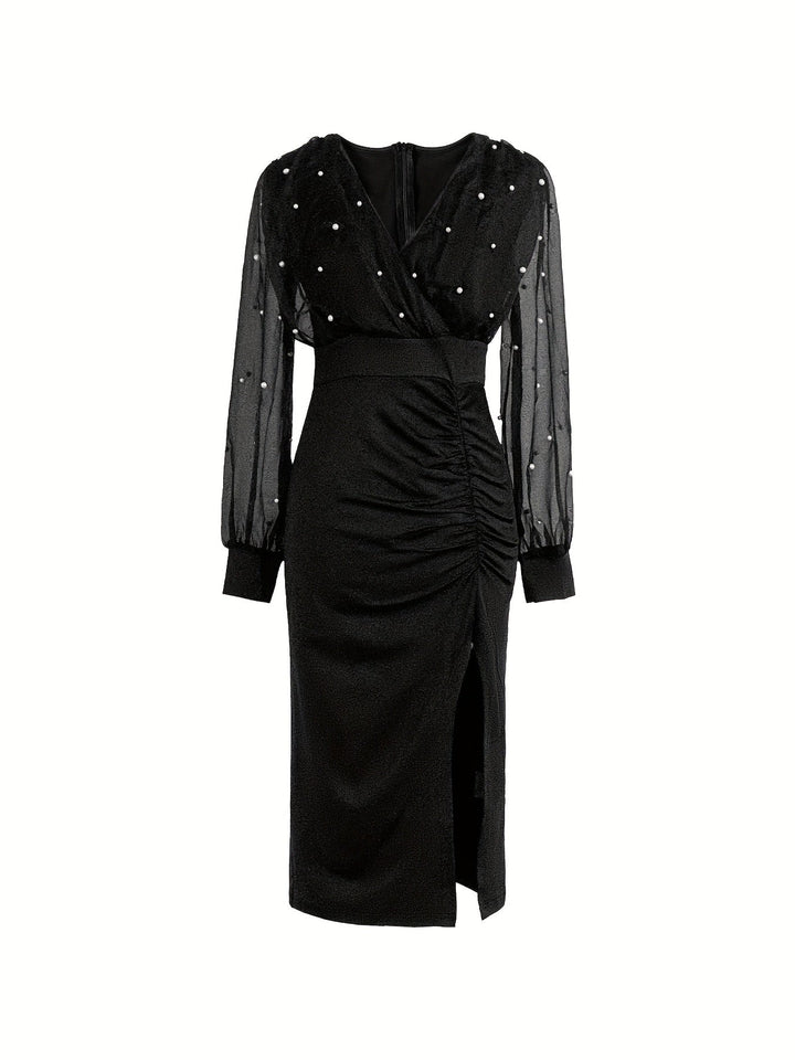 Avanna | Pearl-Designed Mesh Dress