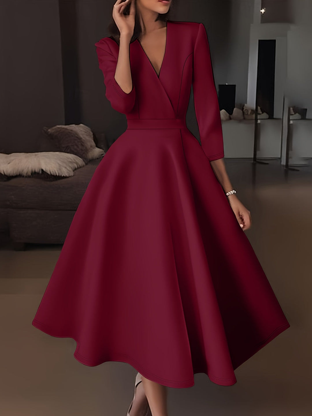 Avelie | High-Waisted Slim-Fit Midi Dress with Fairy Charm