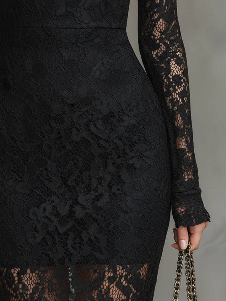 Selene™ | Elegant Stretch Lace Maxi Dress