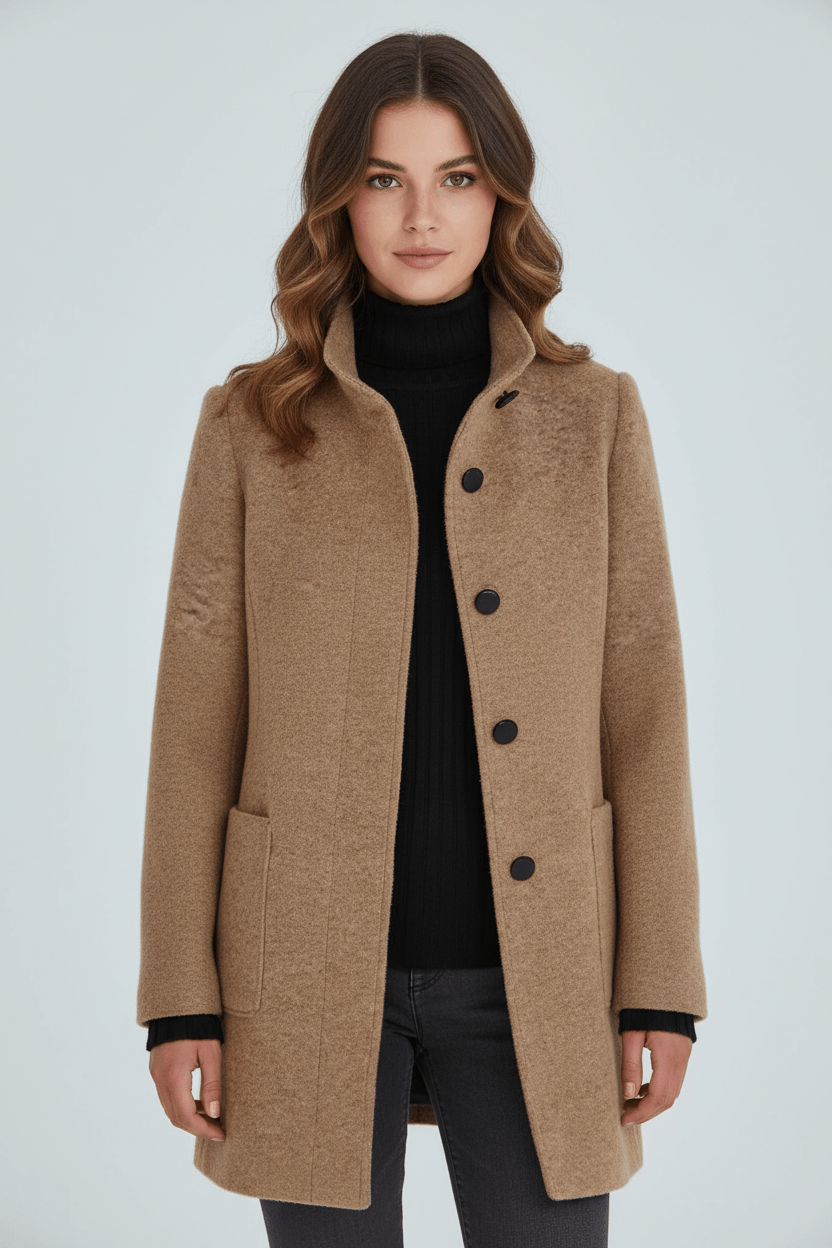 Ashford | Elara – Women’s Wool Blend Coat with Stand Collar and Pockets