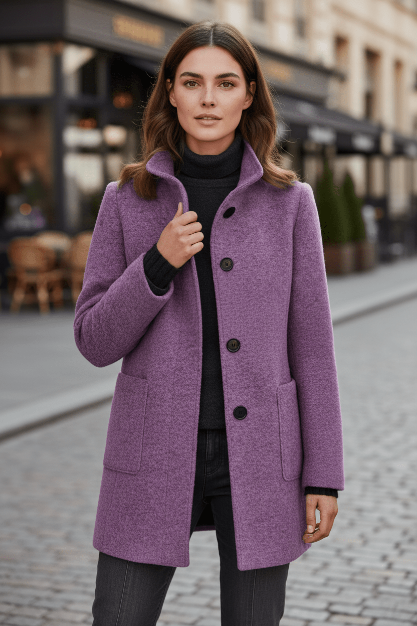 Ashford | Elara – Women’s Wool Blend Coat with Stand Collar and Pockets
